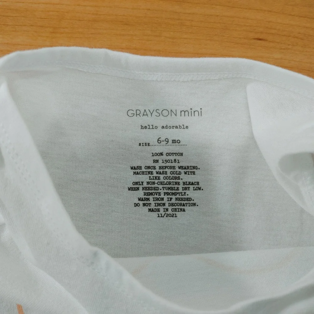 Grayson Mini Baby‎ Bodysuit Bundle 3pk White Yellow Heart Sunshine 6-9M 18M 24M